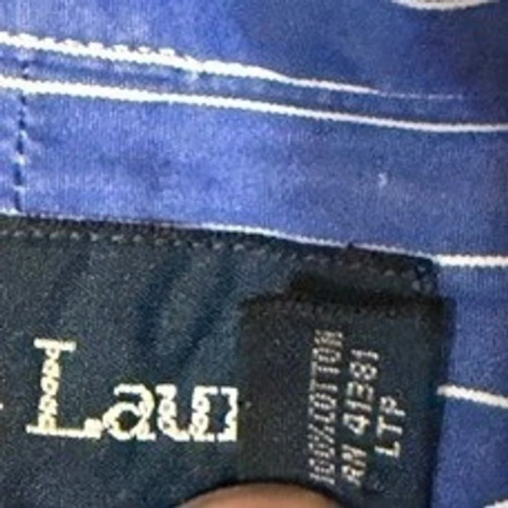 Polo Ralph Lauren Mens Blue Pinstripe Button Down L/S Shirt Classic Fit 17.5/33
